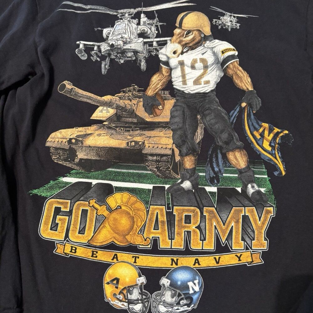 Army Navy 2013 Football Game Front Back Graphic Long Sleeve T Shirt MENS S Black